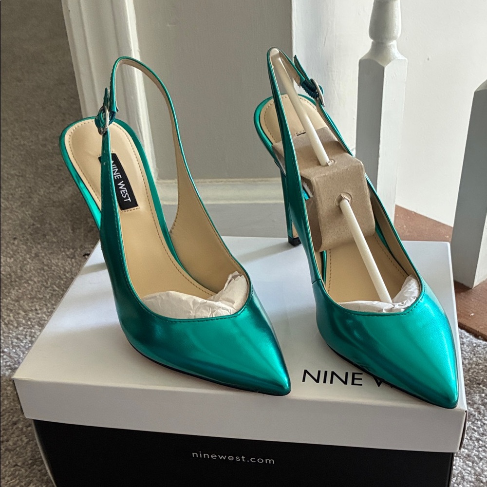 Nine West Teal Slingback Heels